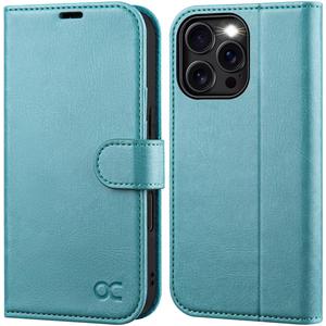 OCASE Compatible with iPhone 16 Pro Wallet Case, PU Leather Flip Folio Case with Card Holders RFID Blocking Kickstand [Shockproof TPU Inner Shell] Phone Cover 6.3 Inch 2024, Ice Blue