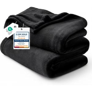 Bedsure GentleSoft Fleece Blanket Twin Size Black - 300GSM Lightweight Plush Fuzzy Cozy Soft Warm Blanket for Bed, Sofa, Couch, Travel, Camping, 60x80 inches
