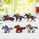 6pcs Derby Decorations Wooden Table Centerpieces Double Sided Derby Party Supplies Horse Party Table Decorations for Horse Racing Festival Tiered Tray Decor Supplies