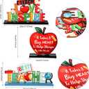 4pcs Back to School Decorations Table Wooden Centerpiece Welcome Back to School Party Decorations Tiered Tray Decor Table Toppers for Home Classroom Party Supplies