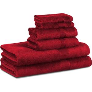 VISI-ONE BLC 100% Cotton Bath Towels Pack of 6, Hotel Quality Luxury Towel Set for Bathroom, Plush Quality Highly Absorbent 2 Bath Towels, 2 Hand Towels, and 2 Washcloths - Burgundy