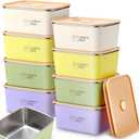 8 Pcs Stainless Steel Food Storage Containers with Lids 20 oz Metal Snack Containers Box for Dishwasher Freezer & Microwave Safe, Stainless Steel Lunch Box for Meal Prep, Leftovers,(Yellow, White, Green, Purple)