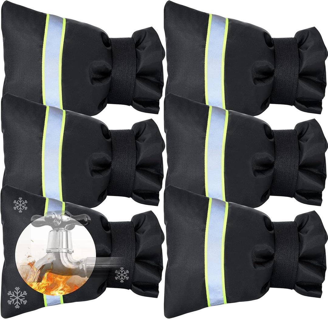 Faucet Cover for Winter Freeze Protection,Spigot Cover with Reflective Strips,Outside Faucet Cover for Cold Weather,Velcro Thickened Anti-Freeze Outdoor Faucet Socks,Reusable Hose Bib Covers (6 Pieces)