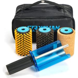 XCMAN Ski Roto Brush Kit Roto Brush Handle Axle with All 3 Brushes:Nylon,Horsehiar,Brass/Cork