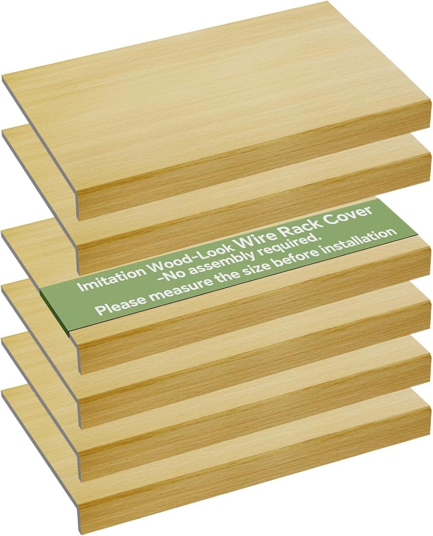 6 PCS Wire Rack Covers for Pantry Wood Grain, 33''W * 16''D(Ready to Use) Faux Wood Shelf Covers for Wire Shelving, Rustic Closet Shelves Covering Toppers, for Pantry, Bathroom, Kitchen, Garage