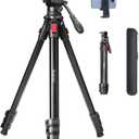 Travel Tripod, 68" Camera Fluid Tripod Lightweight Aluminum Portable for DSLR/SLR Cameras, Video Camcorders, Action Cameras, Phones, Telescopes...11lbs (TM66-FB1)