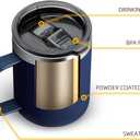 12oz Stainless Steel Insulated Coffee Mug with Handle, Double Wall Vacuum Travel Mug, Tumbler Cup with Sliding Lid, Navy