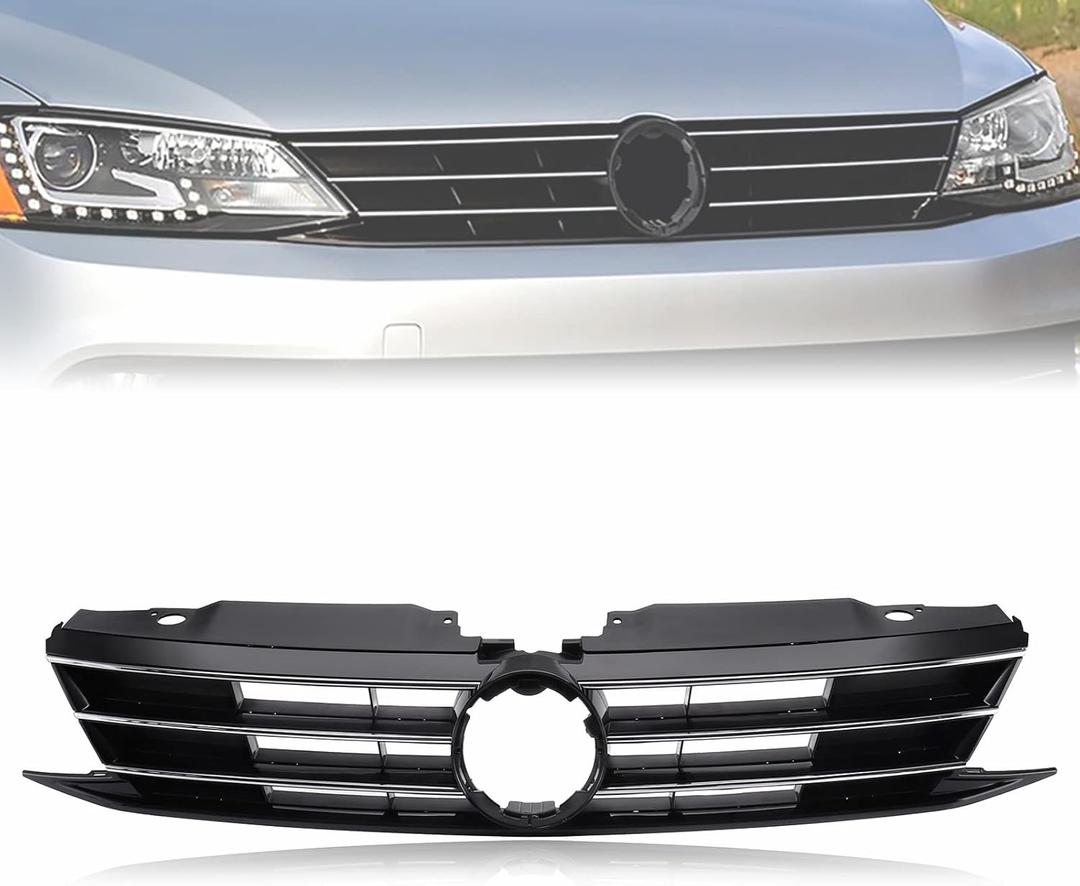 MotorFansClub Front Grill Fit for Volkswagen Jetta 2015 2016 2017 Front Bumper Upper Center Grille