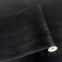 Peel and Stick Floor Tile - Black Wood Vinyl Flooring Roll Waterproof for Kitchen and Bathroom - 11.8in X 118in Self Adhesive Floor Tiles Removable