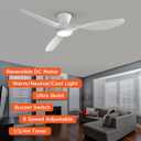 TALOYA 52 inch Ceiling Fans with Lights Remote Control, Modern Low Profile Ceiling Fan with Quiet Reversible DC Motor for Bedroom Living Room and Patio White