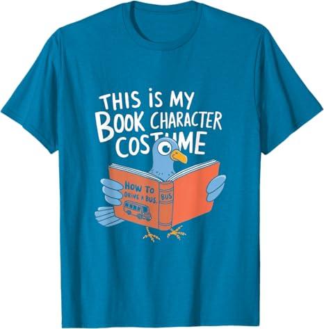 This is My Book Character Costume Funny Pigeon Kids Reading T-Shirt, Medium Blue