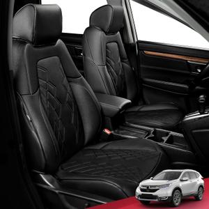 FREESOO CRV Seat Covers 2017-2022 - Custom Fit Car Seat Covers Full Set for CRV 2017 2018 2019 2020 2021 2022- Luxury Waterproof Leather Seat Covers for SUV - Black