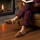 Zigzagger Mens Fuzzy Scuff House Slippers Indoor Memory Foam Winter Warm House Shoes (Beige, S)