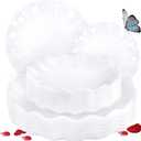 LIYH 24 Pcs White Plastic Plates Reusable - Unbreakable Party Plates, Microwave & Dishwasher Safe Camping Plate Sets Perfect for Parties, Birthday, Picnics, BPA Free (12Guests)