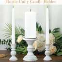 Unity Candle Holder - LIKEYO Wooden Unity Candle Holders for Weddings, Rustic Candlestick Set of 3, Wooden White Candlestick for Wedding Table Centerpiece Church Farmhouse Decor