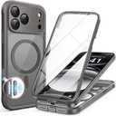 BERFY for iPhone 17 Pro Case, Compatible with MagSafe, Built-in Glass Screen Protector, Camera Protection, Shockproof Full Body Phone case 6.3", Clear Grey