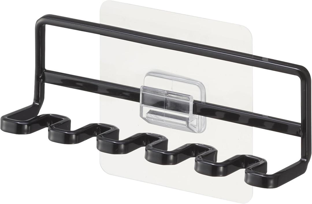 Yamazaki Home Tower Self Adhesive Toothbrush Holder Caddy, Wall Or Sink Mounted Electric Toothbrush Organizer - Steel (One Size, Black)