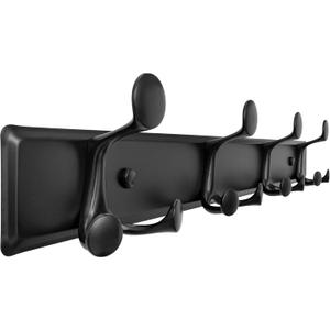 SKOLOO 12 Hooks Wall Mounted Coat Rack, 24 Inch Modern Coat Hanger for Entryway, Bathroom, Garage, Lightweight with 16 Inch Stud Spacing Design, Matte Black