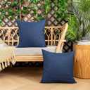 Kevin Textile Pack of 2 Decorative Outdoor Waterproof Throw Pillow Covers Checkered Pillowcases Classic Cushion Cases for Patio Couch Bench 18 x 18 Inch Blue