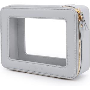 Aveniee Clear Makeup Bag Organizer,Large Travel Toiletry Bag for Women, Waterproof Cosmetic Pouch with Zippers,Car Organizers and Storage Case for Accessories,Blue