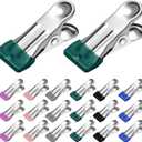 36 Pack Heavy Duty Clothes Pins, 2.17-Inch Stainless Steel Chip Clips, Multipurpose Laundry, Towel, Photo, and Food Clips, Durable and Colored, for Clothesline, Travel, and Home Use