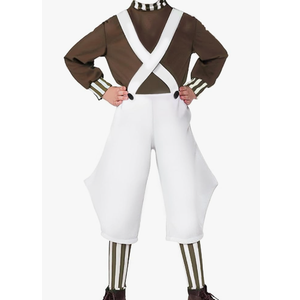 Kids Cosplay Costume Tops Straps Pants Stockings Chocolate Stripe Worker Uniform Set Halloween Cosplay Outfits