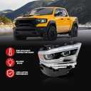 Priprilod Full LED Headlight Assembly Compatible with Dodge Ram 1500 2019 2020 2021 2022 68316084AD CH2503321 Right Passenger Side Projector HeadLamp Chrome Bezel w/DRL