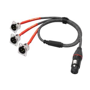 XLR Pass Through Cable,2FT, XLR Female to D-Type 3 Male Splitter Cable,20AWG 6N Silver-Plated Copper Conductor No Solder,for Stage Box,Patch Panel,Floor Box-No Solder Pro Audio Installations