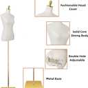 EaseHome Dress Form Mannequin Torso, 43-73 Inch Height Adjustable Female Manikin Body Clothing Display with Metal Bracket and Rectangular Base for Sewing Dress Display,Beige