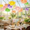 VIHOSE 6 Pcs Large Flower Paper Lanterns Tea Party Decorations 15.7 Inch Tissue Paper Flower with LED Lights for Spring Fancy Party Decor Floral Pendant Lamps for Tea Garden Wedding Bridal Baby Shower