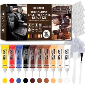 Leather Repair Kit for Furniture, Car Seats, Jacket, 2026 New Vinyl Repair Kit with Easy Instructions to Match Any Color. Fix Tears, Scratches, Holes & Peeling on Genuine, Faux, Bonded