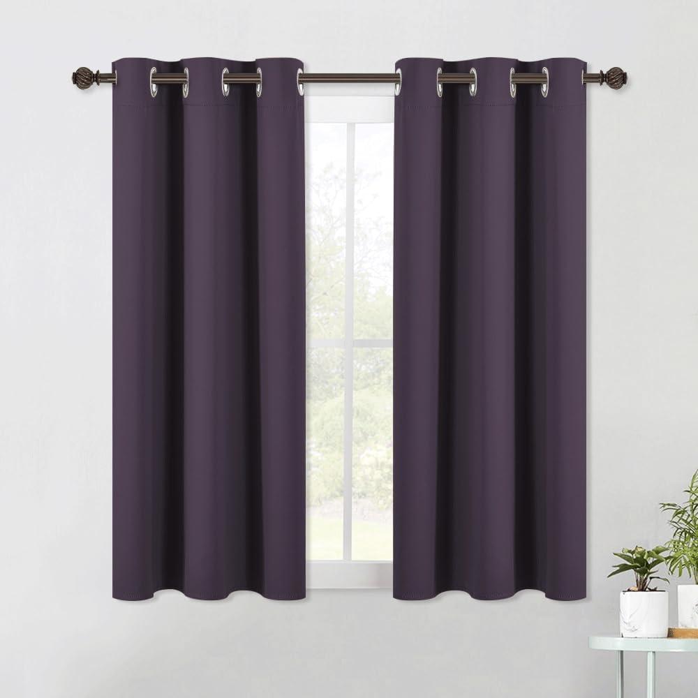 NICETOWN Blackout Window Curtains 60 inch Length 2 Panels, 34 x 60 Inch, Greyish Purple, Grommet Top Room Darkening Thermal Insulated Solid Vertical Drapes for Bedroom/Kid Room