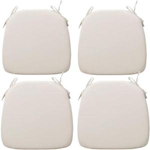 Magpie Fabrics Outdoor/Indoor 17"x16"x2" Chair Cushions with Ties Set of 4, Waterproof All Weather U-Shape Seat Pads Decoration for Patio Garden Furniture Home Office (Recycled Cream White)