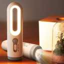 4-in-1 Rechargeable Motion Sensor Night Light Flashlight Combo, Warm LED Battery Night Light with Dusk to Dawn Sensor, Night Light Emergency Flashlight for Bathroom, Bedroom, Toilet, Stairs, Hallway (White)