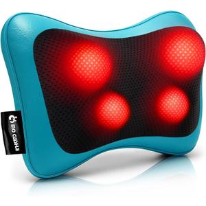 Mo Cuishle Electric Shiatsu Back Massager with Heat - Powerful 3D Kneading for Neck, Shoulder, Lower Back Pain Relief - Ergonomic Design for Home, Office, & Car - Gifts for Women, Men, Mom & Dad (Blue)