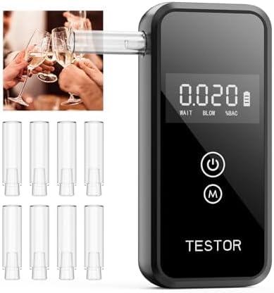Breathalyzer Test for Alcohol,Professional-Grade Breathalyzers for Alcohol with Memory Function,High-Accuracy Portable Alcohol Breathalyzer for Personal Home & Travel Use-8 Mouthpieces