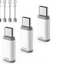 TiMOVO Lightning Female to USB C Male Adapter, 3 Pack USB C to Lightning Adapter Supports Charging & Data Sync with Anti-Lost Loop for iPhone 15/16 Pro Max Plus, iPad Pro/Air, Not for Audio/OTG, White (White&Gray)