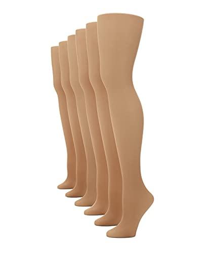 No nonsense Women's Sheer to Waist Pantyhose, 6 Pair Pack Hosiery, Tan - Pair Pack, B US, Size 02