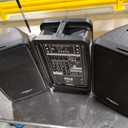 Pyle PA Speaker DJ Mixer Bundle - 300 W Portable Wireless Bluetooth Sound System w/ USB SD XLR 1/4" RCA Inputs - Dual Speaker, Mixer, Microphone, Stand, Cable - Home/Outdoor Party - PPHP28AMX,Black