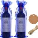 DIWNELEM 30 Pack Organza Wine Bags with Drawstring - Gift Bags for Birthday, Wedding, Baby Shower, Party Favors, Festivals, Decorations (Blue)