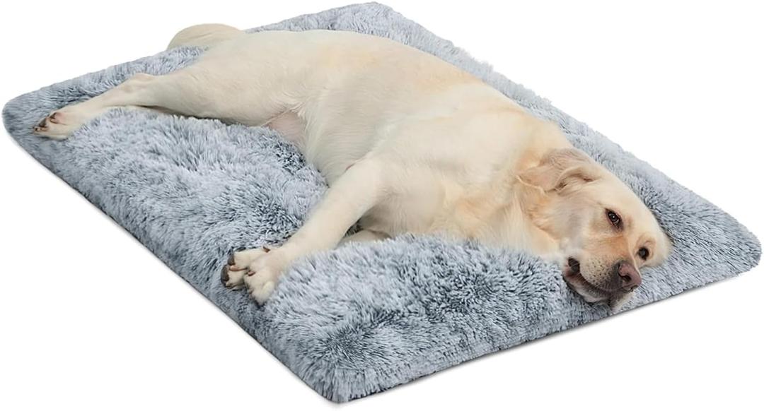 XL Dog Bed Crate Pad Mat for Cages Washable Bed for Extra Large Size Dog Soft Kennel Pad Anti-Slip Pet Bed,42" x 27",Grey