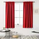 DUALIFE Red Blackout Curtains for Bedroom - 54 Inch Length Rod Pocket Energy Saving Thermal Insulated Room Darkening Noise Reducing Curtains for Living Room Set of 2 Panels (Red 42x54)