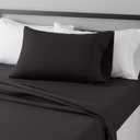Amazon Basics Lightweight Super Soft Easy Care Microfiber 3 Piece Bedsheet Set with 14-Inch Deep Pockets, Twin XL, Black, Solid