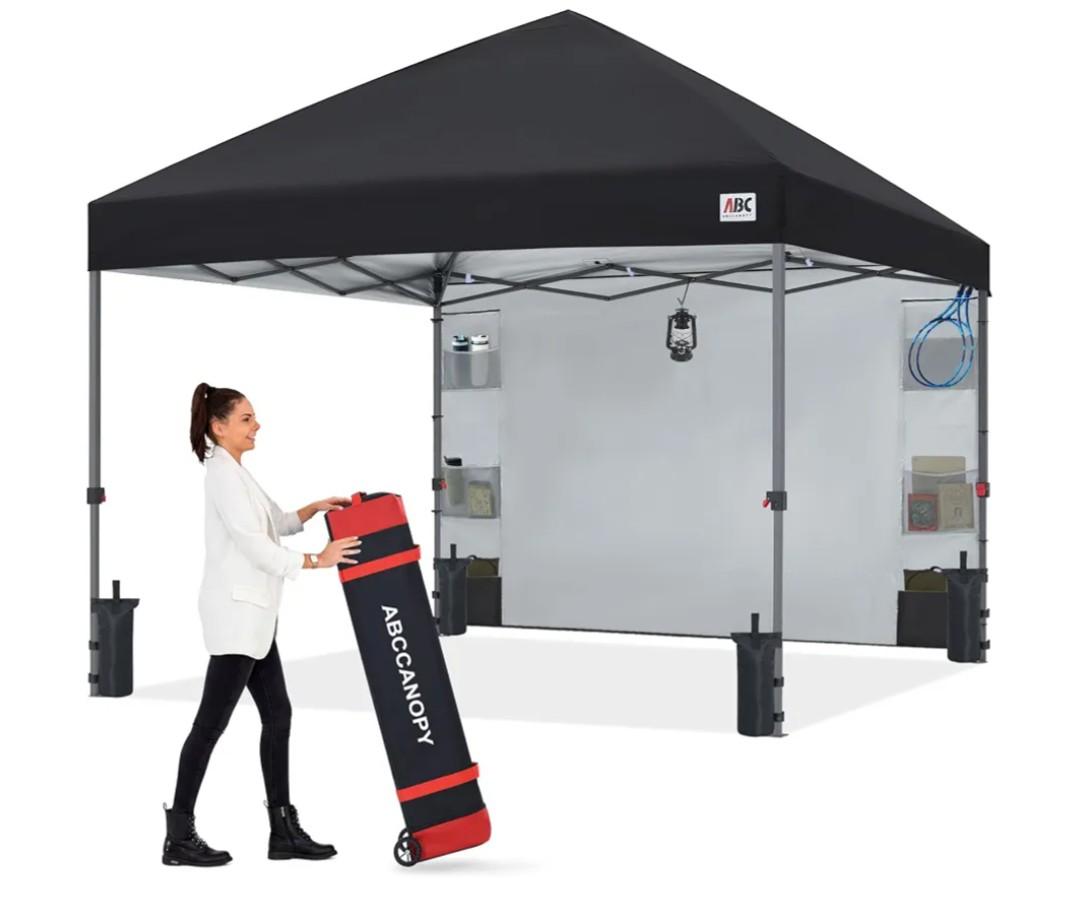 ABCCANOPY 10x10 Heavy Duty Pop Up Canopy Tent with Storage Sidewall, Black