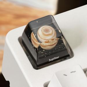 Jupiter Artisan Keycap R1 SA Profile Custom Solar System Planet Keycaps 1U ESC Handmade Resin Gaming Galaxy Key Cap Cherry MX Switch Compatible Mechanical Keyboard Space Lover Gift