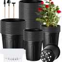 FoldTier 300 Pcs 2 Gallon 1 Gallon Plant Nursery Pots Bulk Flexible Plastic Flower Seed Starting Pot with Drainage Hole Label Tools Container for Seedlings Cuttings Succulent Trade Tree Outdoor