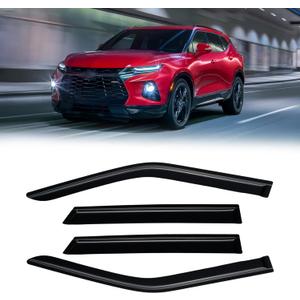 Rain Guards for 2019-2026 Chevy Blazer, Out-Channel Window Visor Shields Vent Deflector Shade Wind Dark Smoke 2020 22021 2022 2023 2024 2025 19 20 21 22 23 24 25 26, Tape-On Outside-Mount, 4PCS