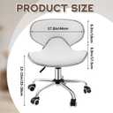 Geelin Pedicure Chair for Nail Tech, Ergonomic Back Support Rolling Stool, Adjustable Hydraulic Salon Spa Stool with Wheels, Swivel PU Leather Nail Tech Chair for Pedicure Tattoo Massage (White)