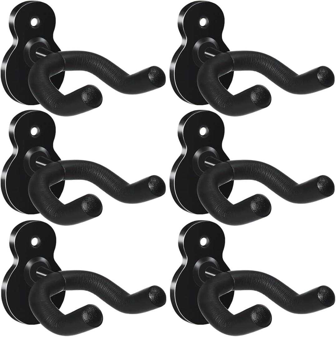 LALAOKS Guitar Hanger Guitar Wall Mount for Acoustic Electric and Bass Guitars, Ukulele (6Pack)