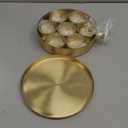 Brass Masala Dabba Spice Container Set, Gold, Traditional Indian Style, Round Storage Box with Lid, 5 Inner Bowls, Serving Spoon